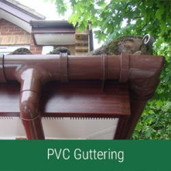 Brown PVC guttering connect to softfit Fascias