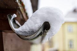snow filled gutter